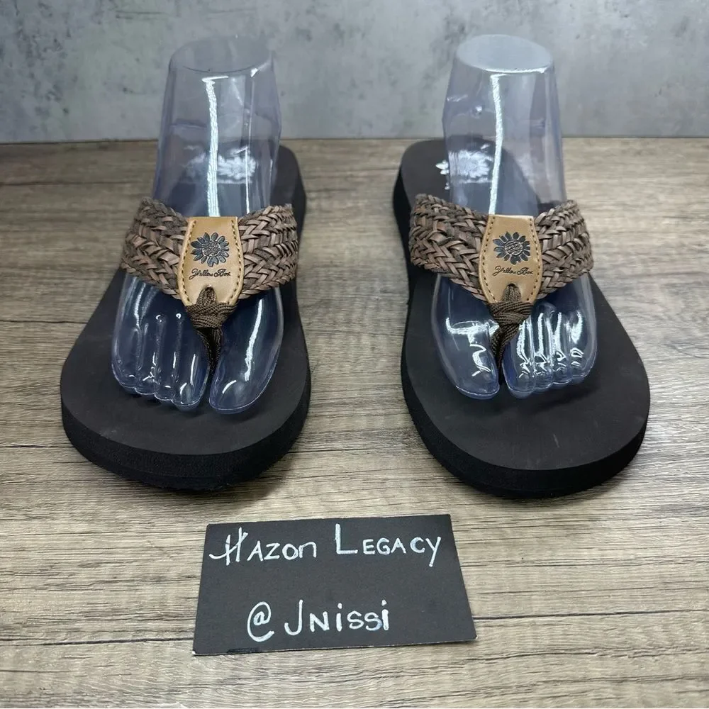 Yellow Box~Women’s~”Fionna”~ Woven Dark Brown Flip Flop Thong Sandals~Size 10 - Picture 3 of 9